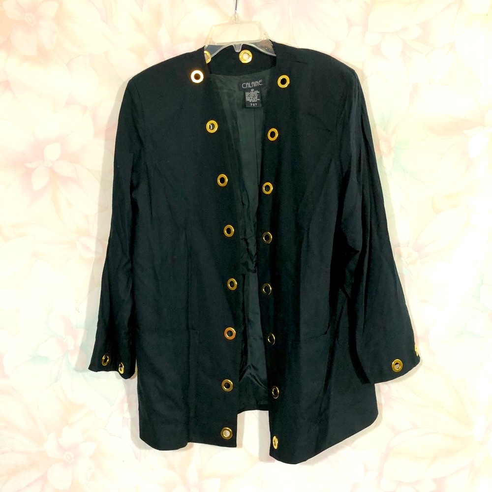 CALAINE Fashion Open Front Oversized Silk Blazer M